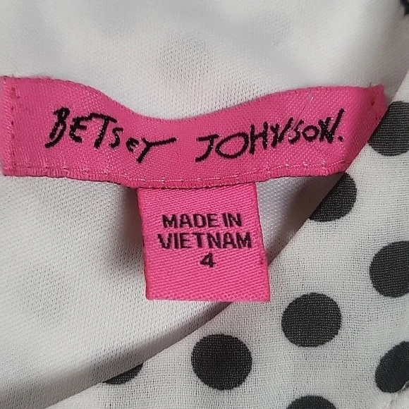 Betsey Johnson White & Black Polka-dot Halter Neck Back Zip Flowy Swing Dress - Picture 12 of 16